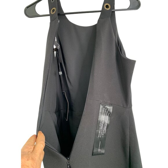 NWT BCBGMaxazria Black Knit Scuba Dress Grommet Straps Pockets Size 6 $268 - Picture 6 of 10